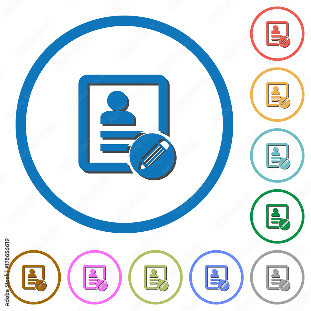 Poster edit contact icons with shadows and outlines