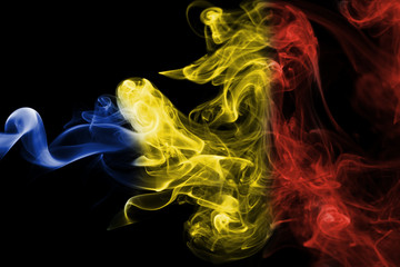 Romania flag smoke
