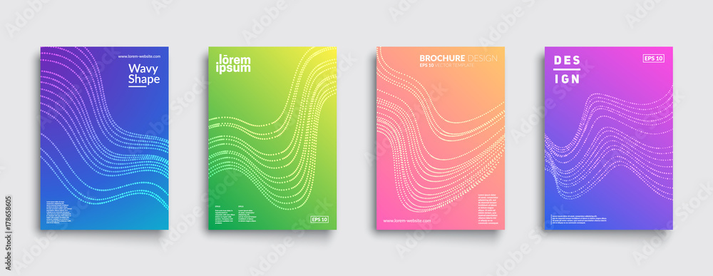 Poster covers with geometric design. cool modern gradients with wavy patterns. eps10 vector template.