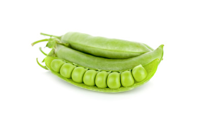 fresh green peas isolated on a white background