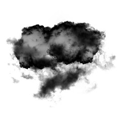 Black cloud or smoke isolated over white background