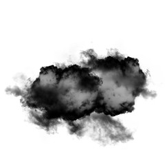 Black cloud or smoke isolated over white background