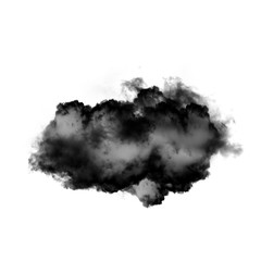 Black cloud or smoke isolated over white background