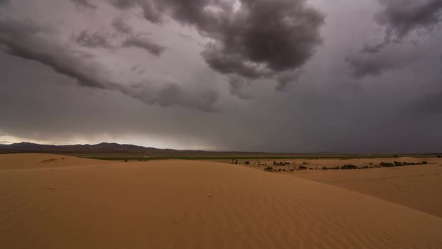 Thunderstorm in the desert. Dramatic sky and lightning
