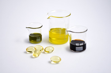 Glassware stock images. Measuring cup and pills stock images. Glass Measuring Beaker. Laboratory...