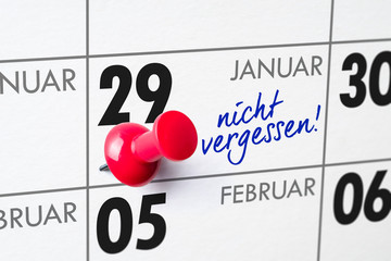 Wandkalender- 29. Januar