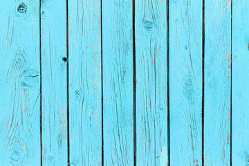 Fototapeta na wymiar Old blue painted wood wall - texture or background