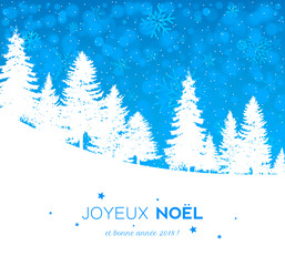 Carte de No&euml;l avec paysage enneig&eacute;