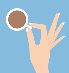 Woman's hand holding cup of coffee 
