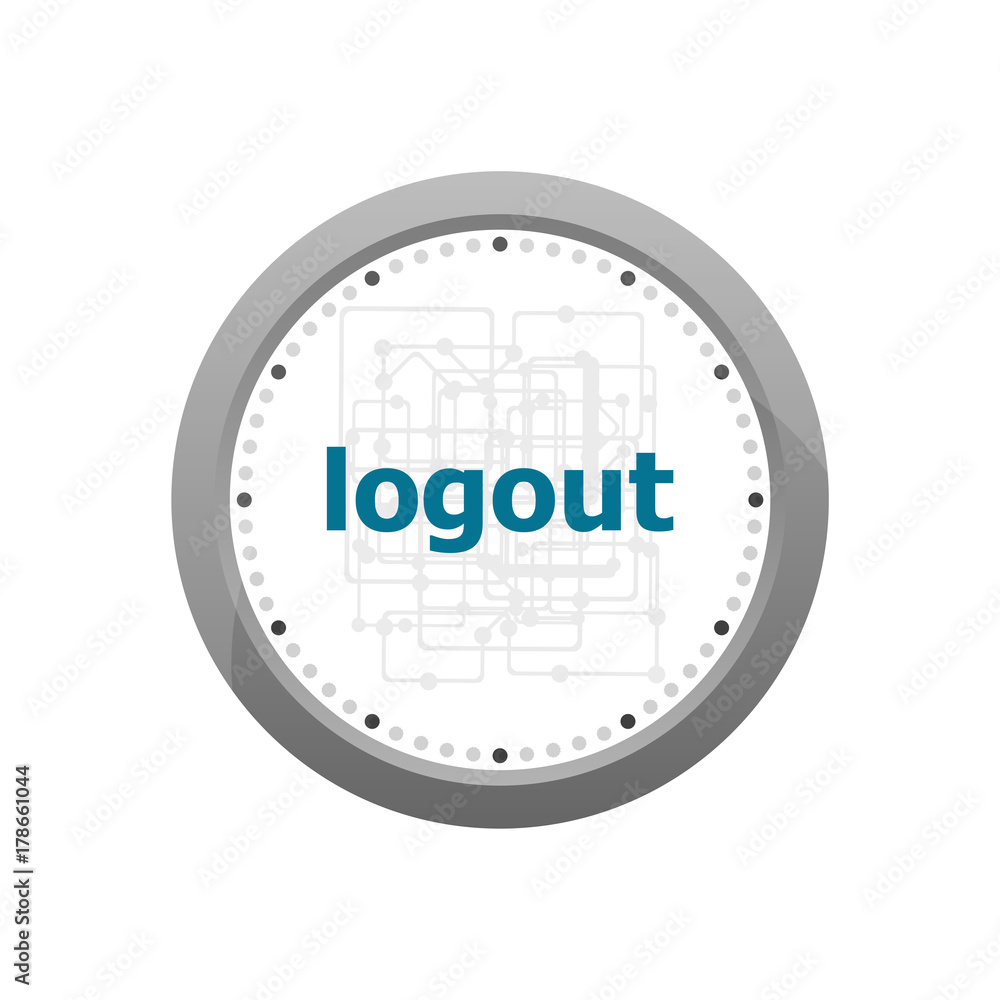Aufkleber logout word on digital touch screen. information concept . abstract wall clock isolated on a white b