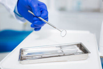 Close up of a dental mirror