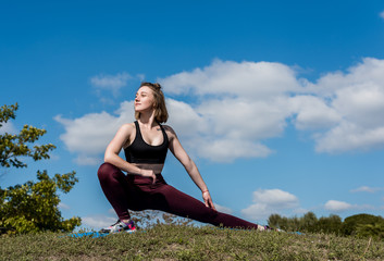 woman stretching legs