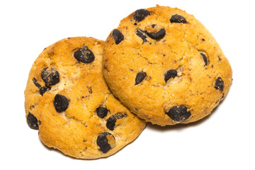 Chocolate chip cookie isolated on white background