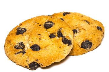 Chocolate chip cookie isolated on white background