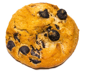 Chocolate chip cookie isolated on white background