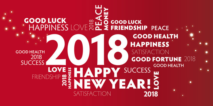 New Year's Eve 2018 - happy new year 2018.New Year's Eve.2018 red postcard happy new year