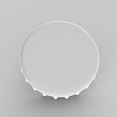 Beer Bottle Cap Mock Up Template On Isolated White Background, 3D Illustration