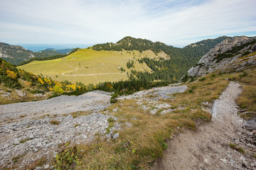 Fototapeta na wymiar The path from Wendelstein to Brannenburg in the Chiemgau Alps