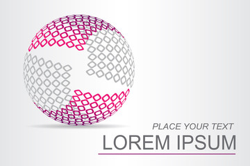 Logo stylized spherical surface with abstract shapes