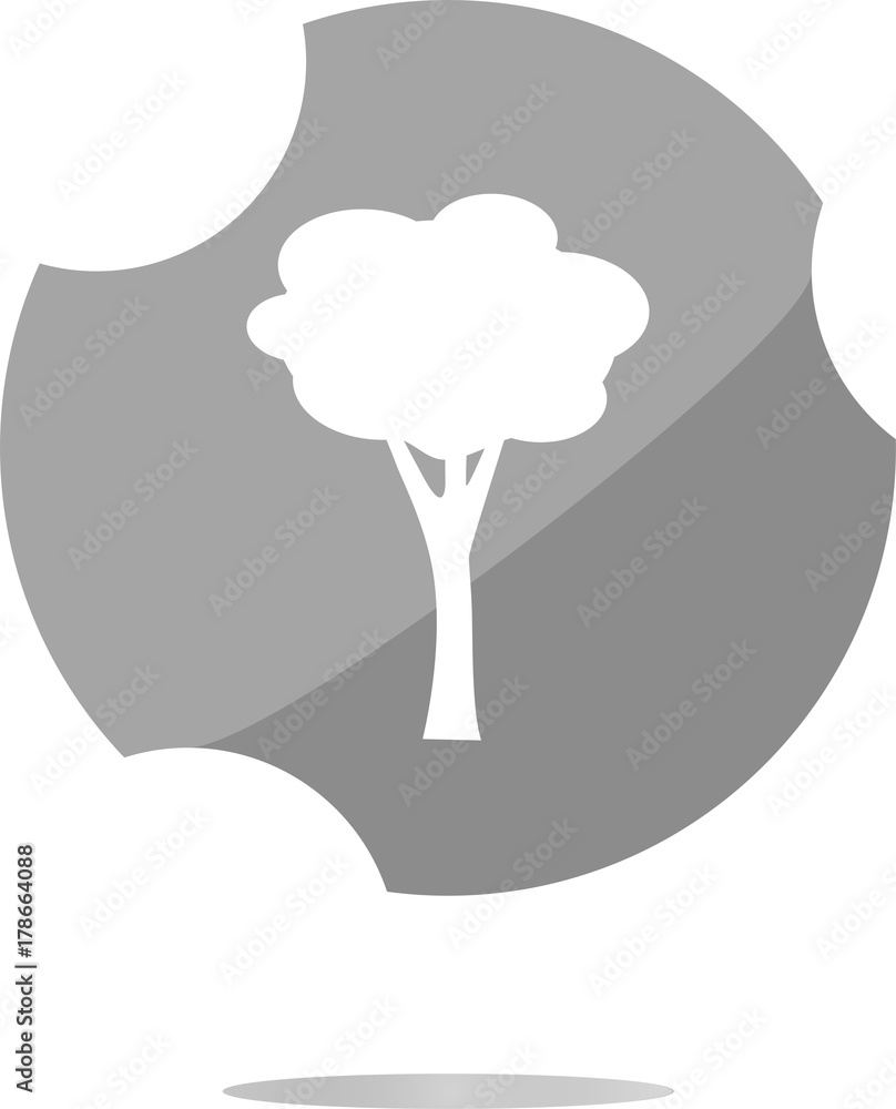 Poster tree icon on round button . flat sign isolated on white background