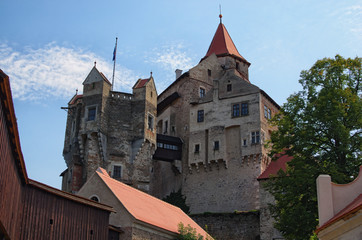 Pernstejn Castle is a castle on a rock above the village of Nedvedice, South Moravian Region, Czech Republic