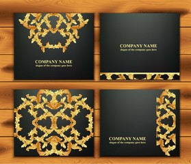 Business card set with luxurious ornament Vector. Abstract design illustration. Place for texts
