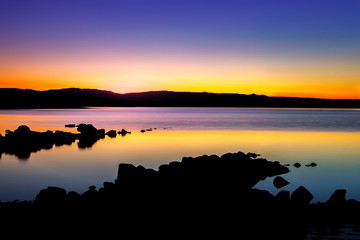 Fototapeta premium Beautiful sunset with golden and black colours
