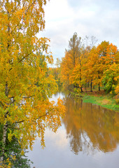 View of the river Slavyanka at autumn.