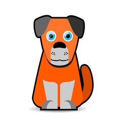 Orange dog, flat style, on white background,