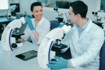Two colleagues looking at each other