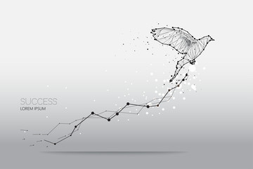 The particles, geometric art, line and dot of bird flying