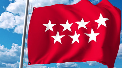 Waving flag of Community of Madrid, one of the autonomous communities in Spain. 3D rendering