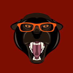 leopard face in glasses vector illustration flat style