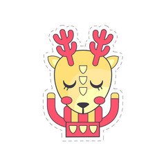 Cute fawn colorful cloth patch, applique for decoration kids clothing cartoon vector Illustration