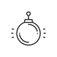 Christmas ball thin line icon. New Year celebration outline decorated pictogram. Xmas winter element. Vector simple flat linear design. Logo illustration. Silhouette symbols. Christmas tree toy ball.