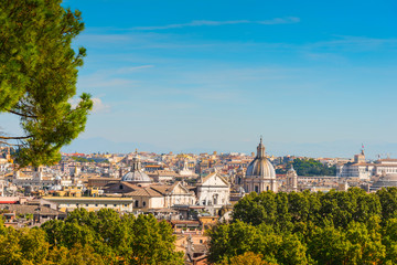 Fototapeta na wymiar Rome cityscape seen from Gianicolo promenade