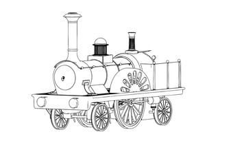Fototapeta na wymiar sketch of a steam locomotive on white background vector