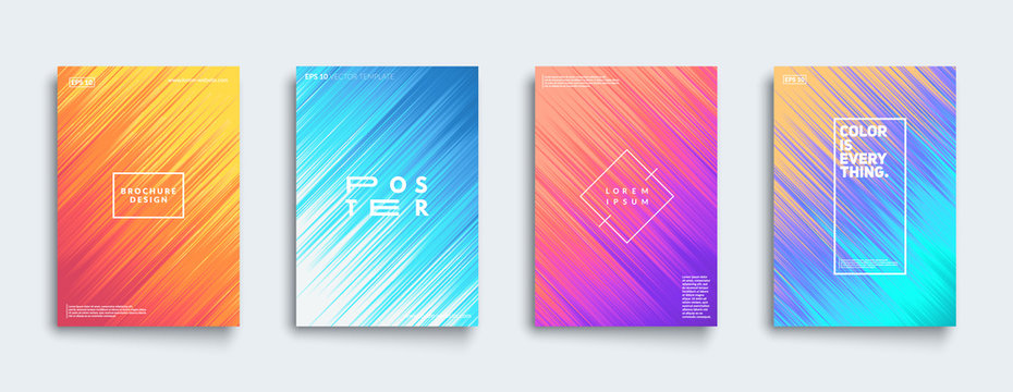 Covers with dynamic patterns. Cool colorful gradients. Applicable for Banners, Placards, Posters, Flyers. Eps10 vector.