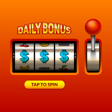 "Daily bonus" slots 3d widget illustration. Eps10 vector.