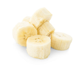Banana slice isolated on white background