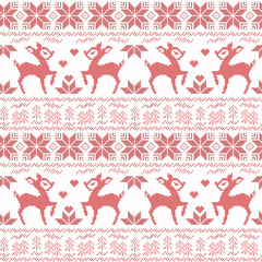 Seamless Christmas pattern . Cross-stitched ornament