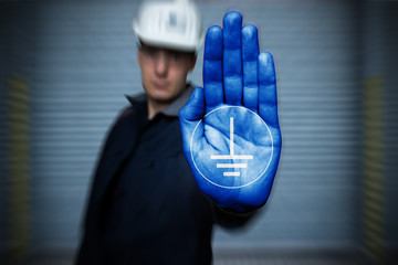STOP! Gebotszeichen Vor Benutzung erden Piktogramm Arbeitssicherheit
