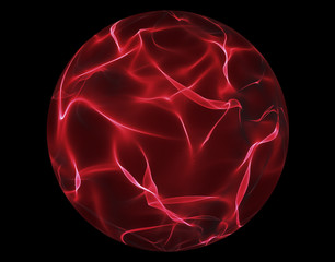 Fototapeta na wymiar Red glowing energy ball over black background