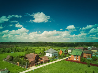 A small town from a bird-eye view
