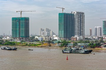 Cityscape and river view of Ho Chi Minh City (Saigon). Vietnam, Southeast Asia