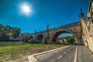 Fototapeta premium Ponte Sant'Angelo under a bright sun