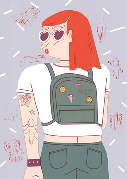 Girl with backpack