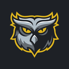 Owl head mascot logo design. Sport logotype illustration. Eps10 vector.