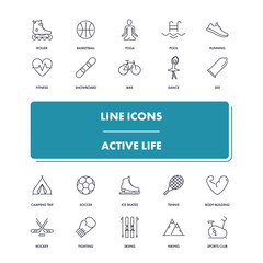 Line icons set. Active life 
