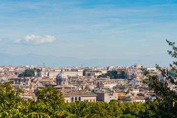 Fototapeta na wymiar Panoramic view of Rome seen from the Promenade of the Janiculum